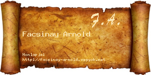 Facsinay Arnold névjegykártya